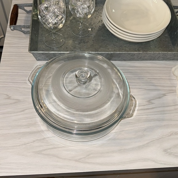 MEXICO 2 pc Glass Round Casserole Ovenware Clear Bakeware Dish with Glass Lid - Picture 3 of 8